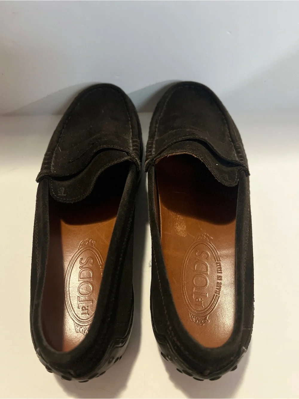 Tod’s Brown Suede Penny Loafers Size 11 Made in Italy Vibram Luxury Shoes